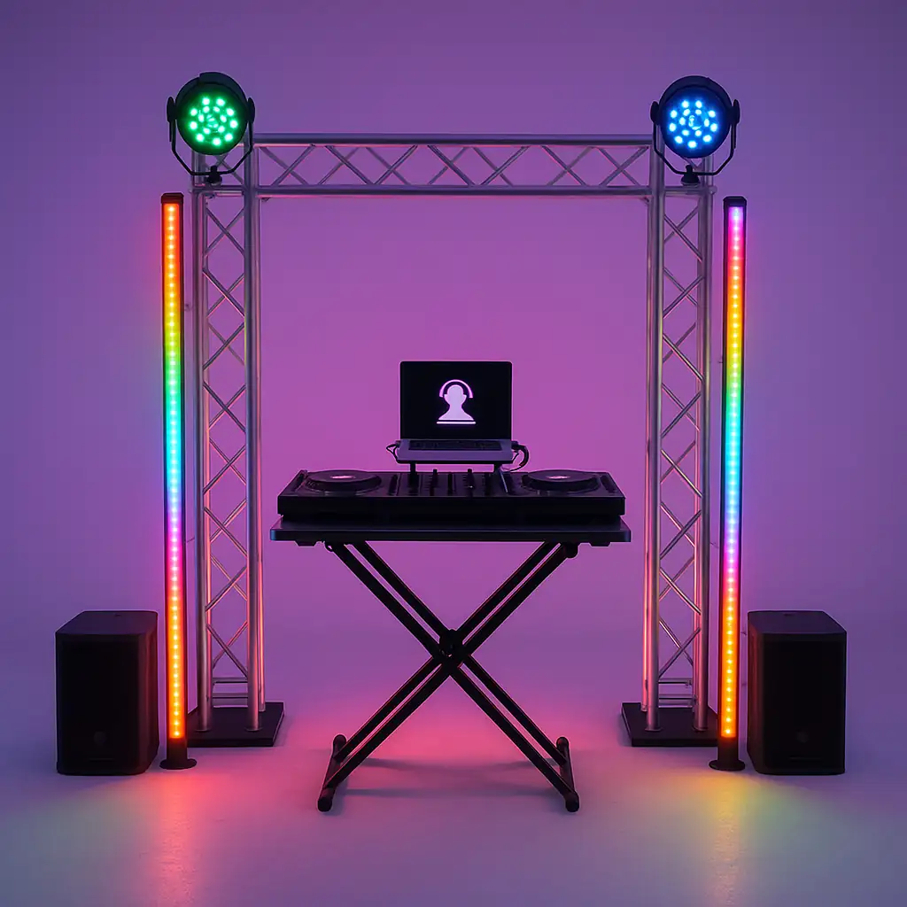 Barras Pixel LED para DJs con efectos visuales programables y colores vibrantes.
