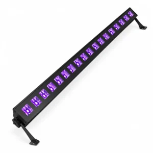 Barra LED UV de 1 metro con 18 LEDs y soportes de montaje para fiestas flúor.