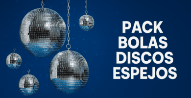 Imagen de pack de bolas disco de espejos colgantes con motor giratorio para fiestas