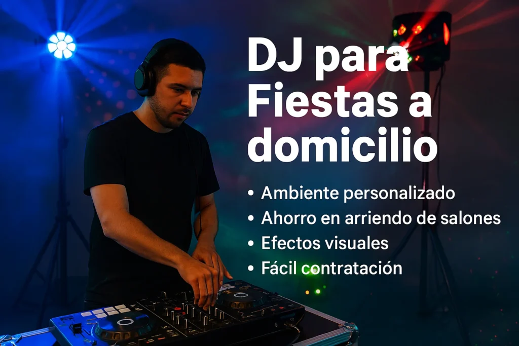 DJ profesional para fiestas a domicilio en Chile con luces LED, láser y máquina de humo