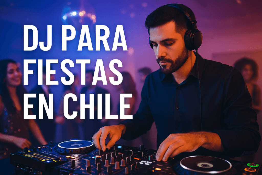 DJ con consola y luces en evento privado en Santiago de Chile
