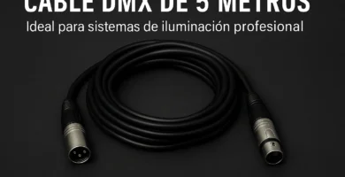 Cable DMX de 5 metros enrollado con conectores XLR para sistemas de iluminación profesional