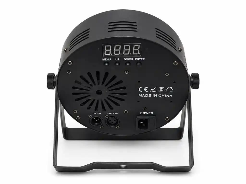 parte trasera foco led rgbw conexion dmx foco par led rgbw panel control luces rgbw entrada salida dmx iluminacion led dj