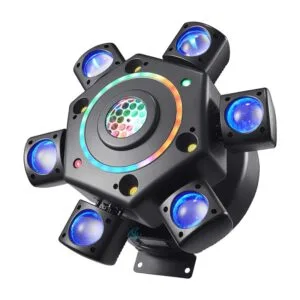 Cabeza Móvil Pulpo Beam Disco DJ con brazos LED y bola disco central para iluminación profesional
