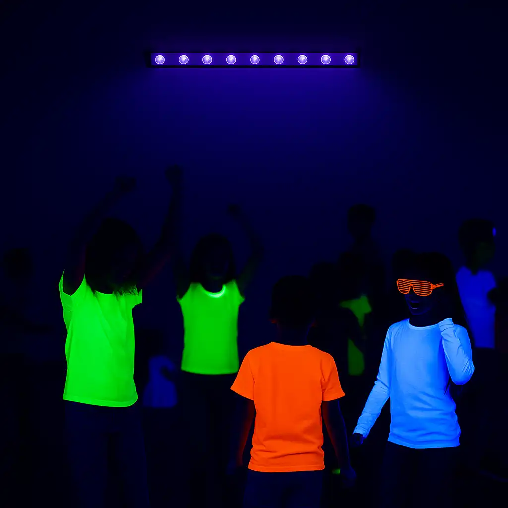Barra de luces ultravioleta de 9 LED para eventos flúor y fiestas en casa