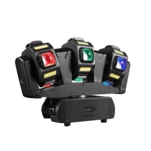Cabeza Móvil LED Triple Beam X3 con tres cabezales giratorios y rayos multicolor para discotecas y eventos