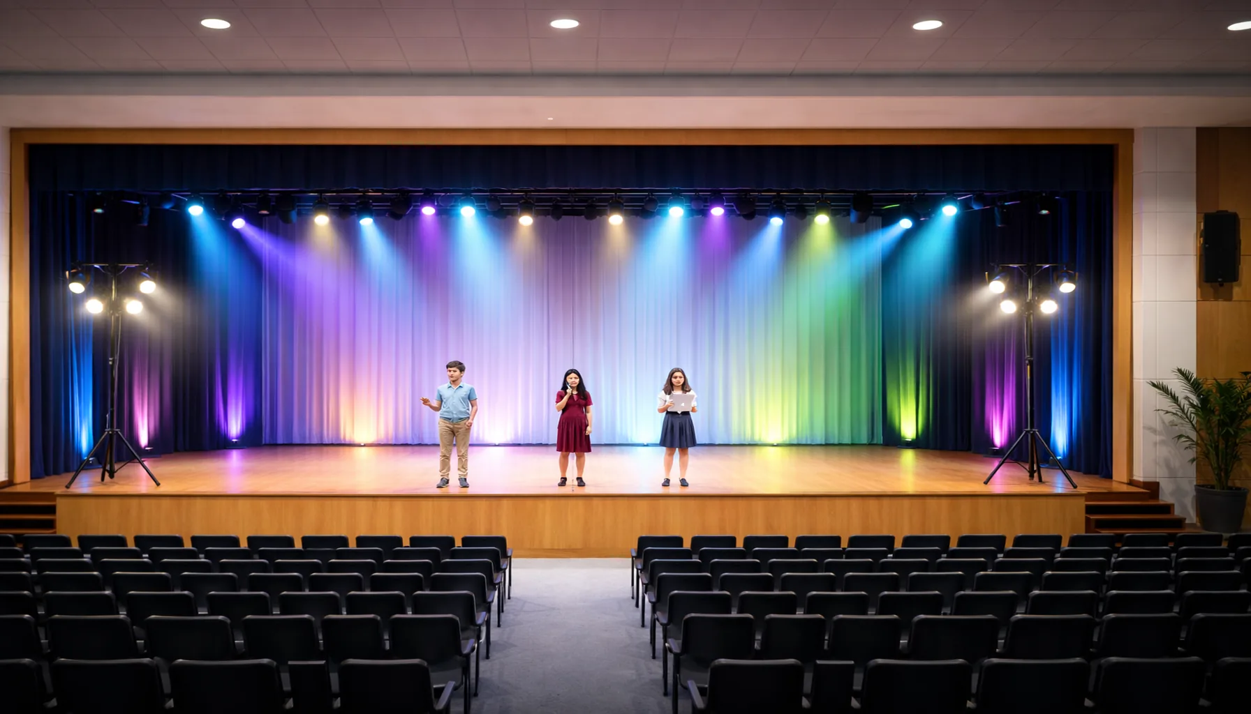 Luces para escenarios en auditorio, iluminación escénica profesional