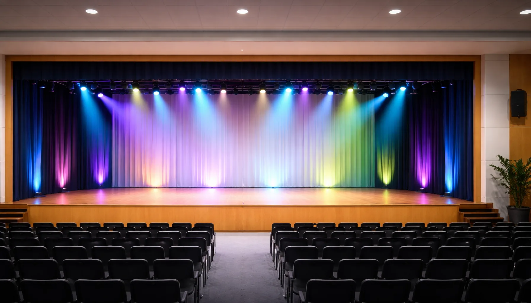 Luces para escenarios en colegios, iluminación escolar profesional