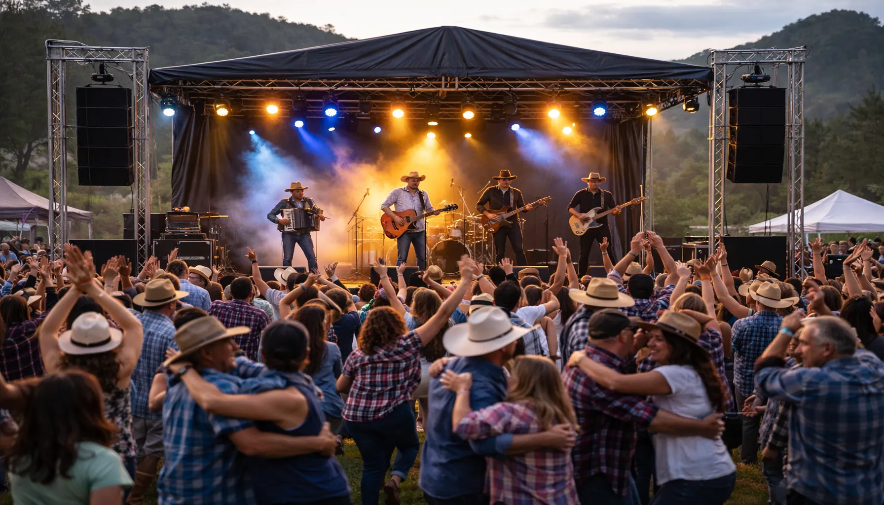 Luces para escenarios en torneos zona rural, iluminación para eventos comunitarios