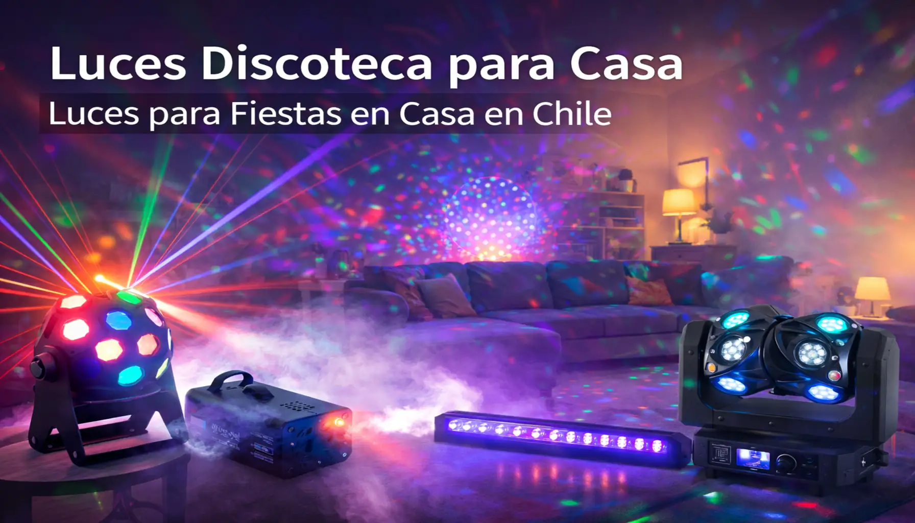 Set de luces discoteca para casa profesional con efectos LED, barra UV y movimiento