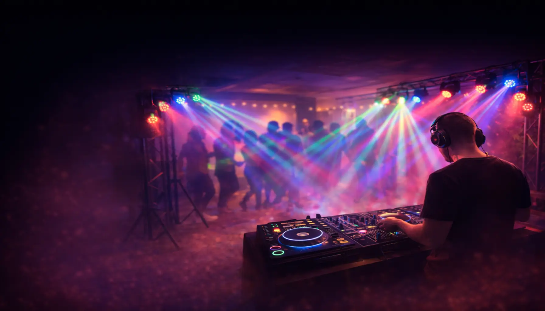 Luces para fiesta privada con humo y efectos para DJ profesional