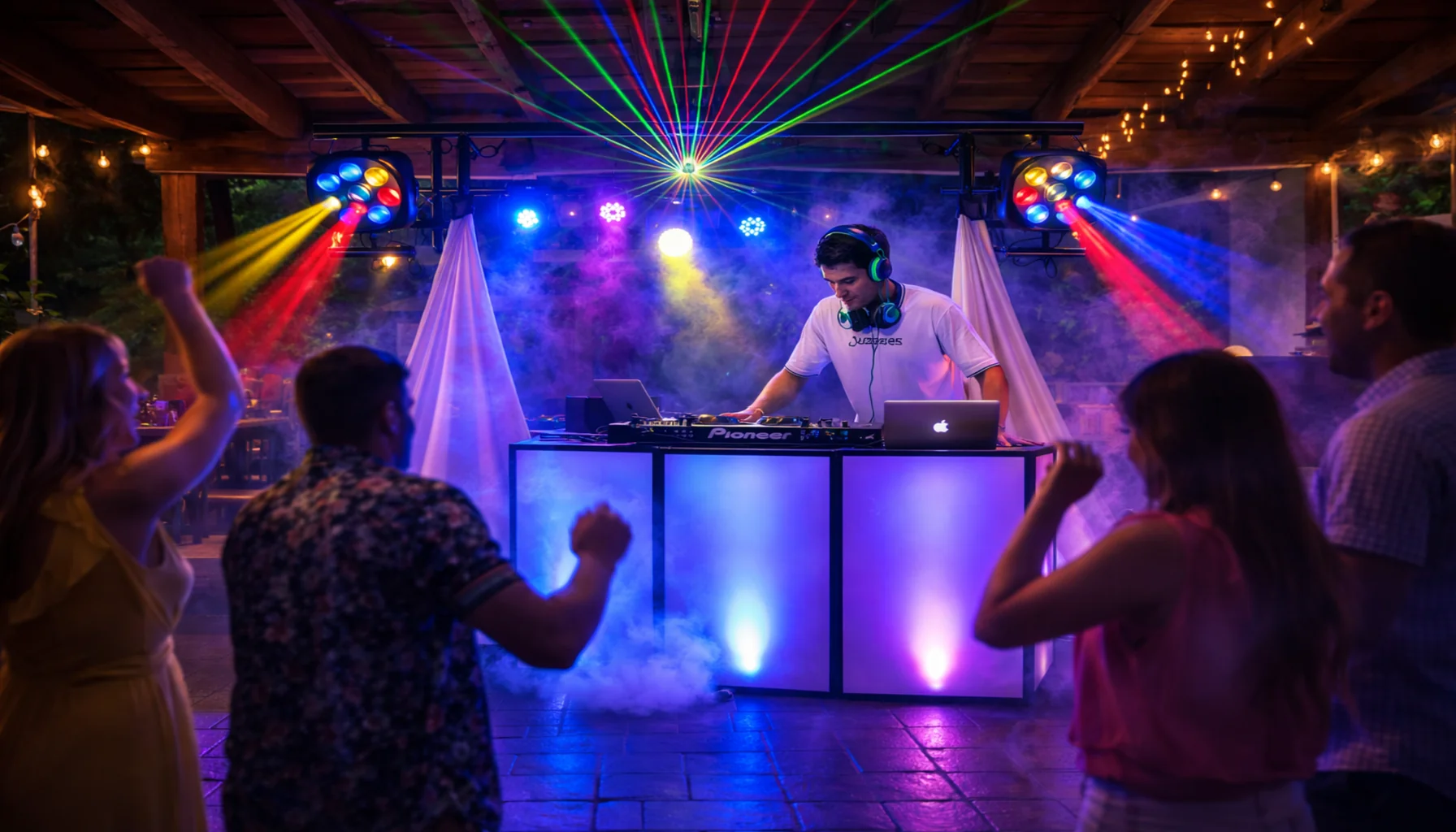 Luces LED para fiestas en quinchos y terrazas con ambientación visual para reuniones y eventos