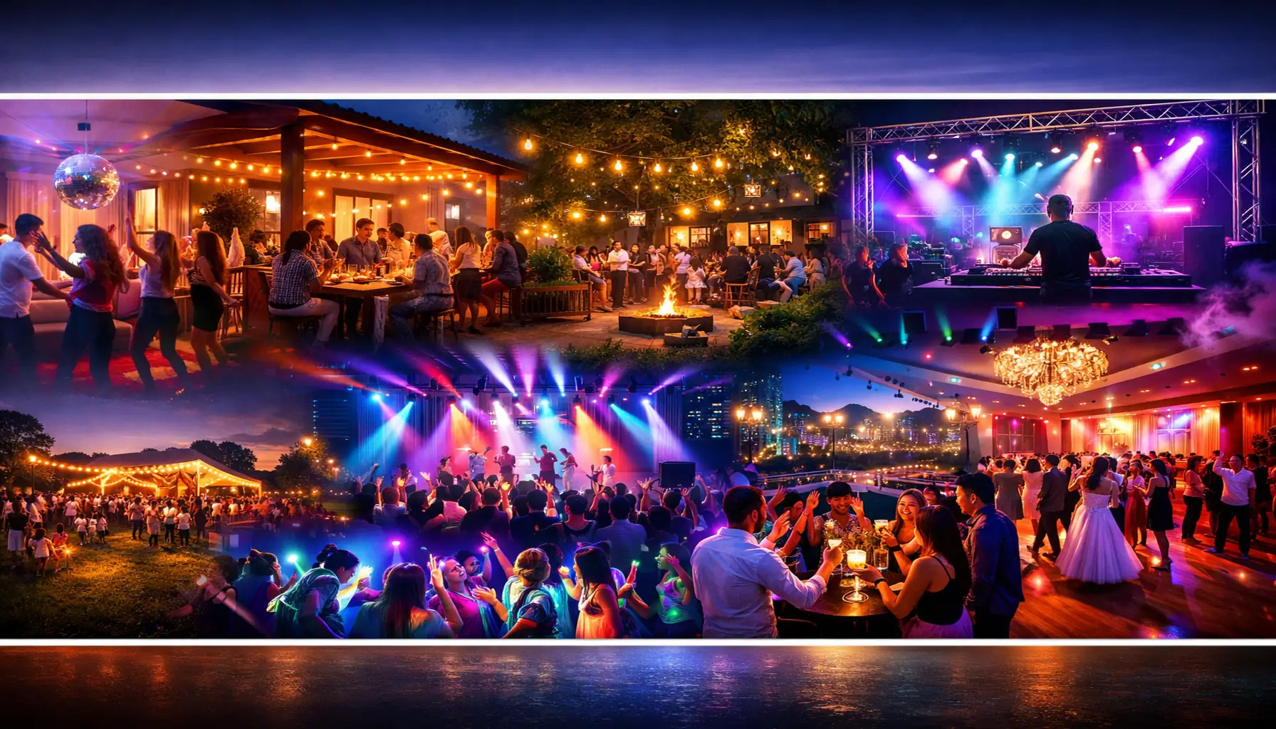 Luces para fiestas por espacio en casa, quincho, patio, escenario y eventos