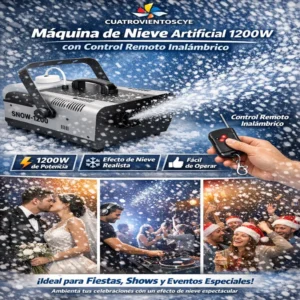 Máquina de nieve artificial 1200W para fiestas y eventos con control remoto inalámbrico