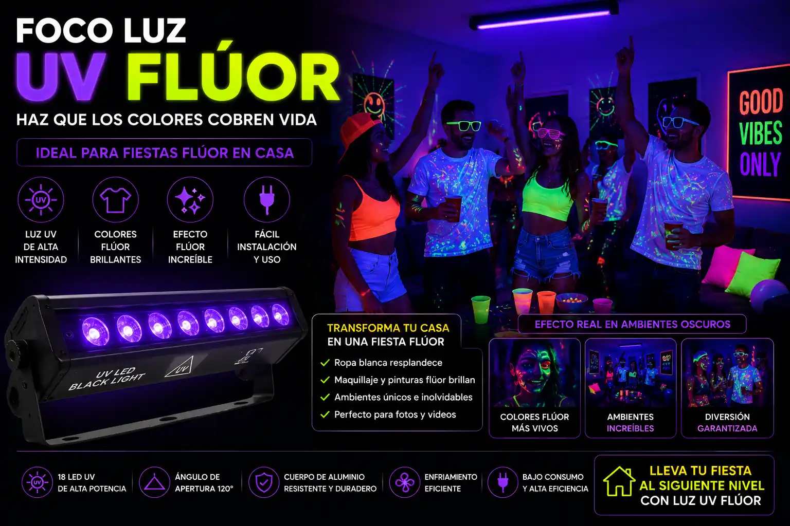 Foco Luz UV Flúor
