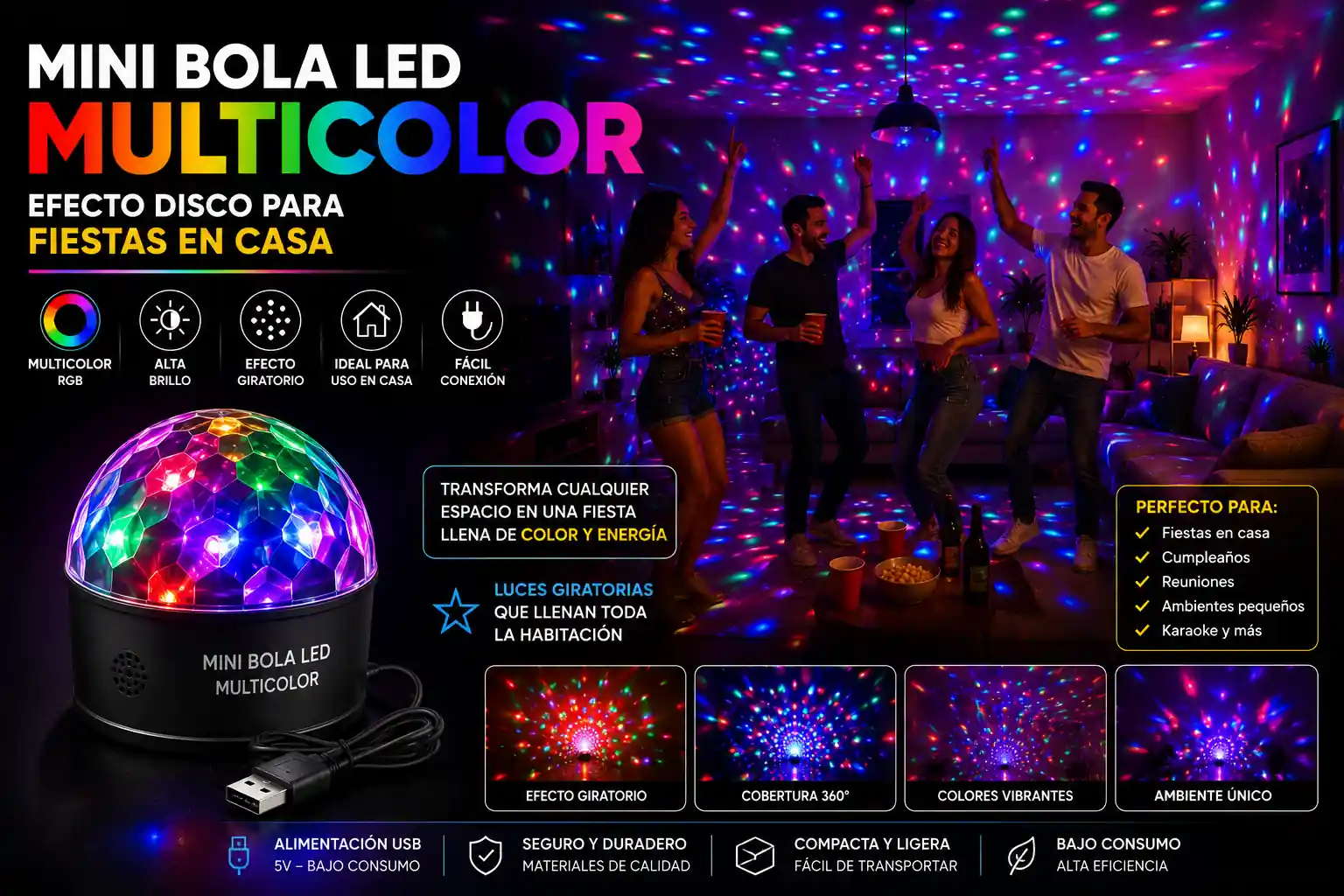 Mini Bola LED Multicolor