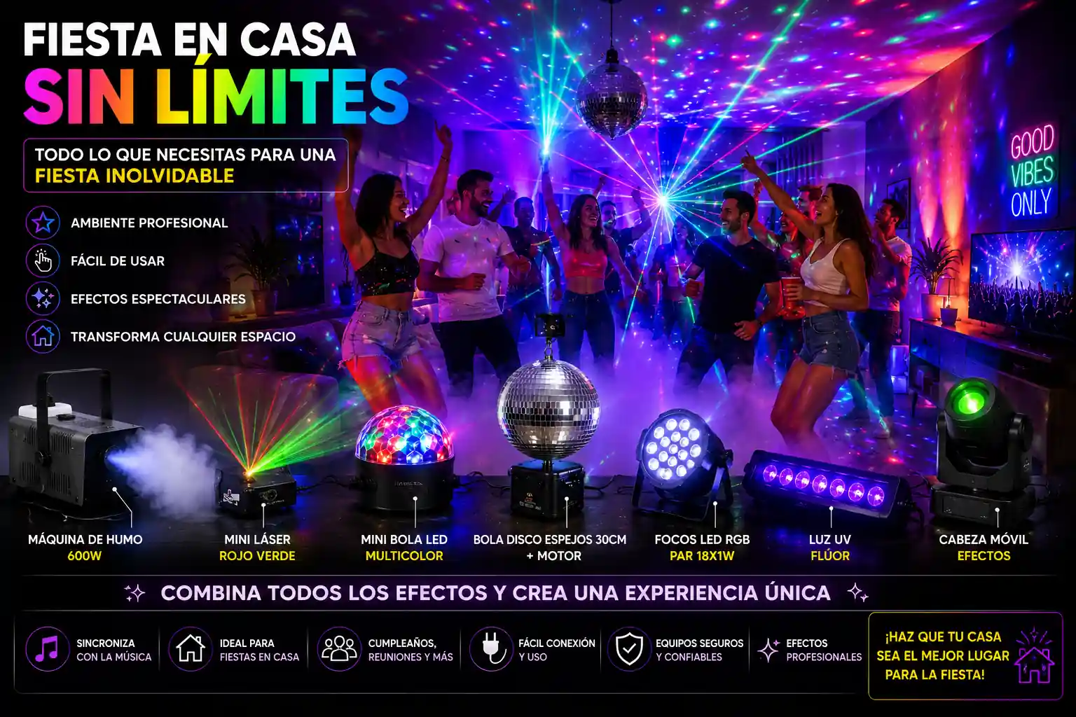 Set Completo de Luces para Fiestas en Casa