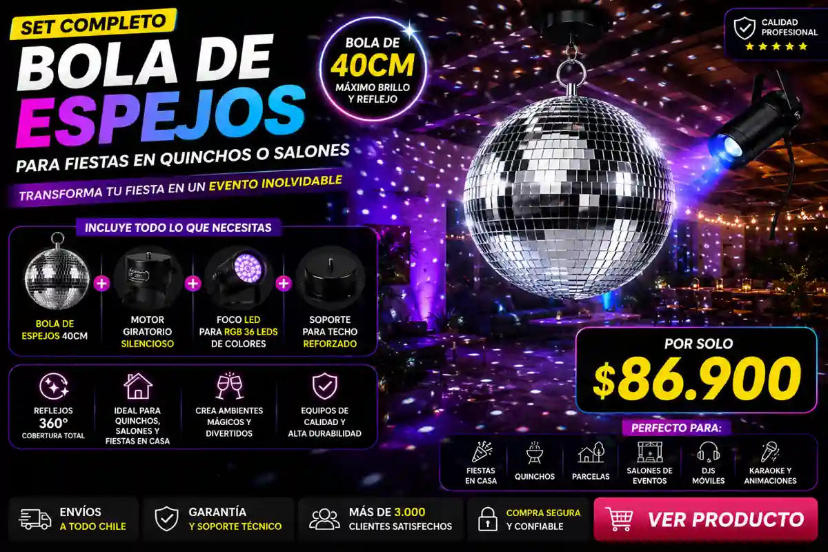 Bola de Espejos 40cm para Quinchos y Salones