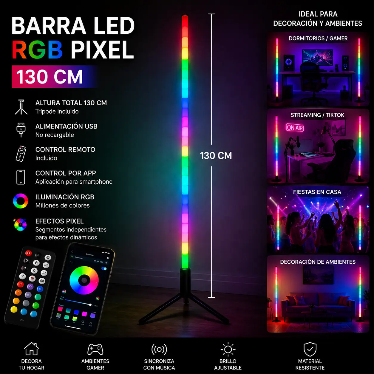Barra LED RGB para decoración de ambientes