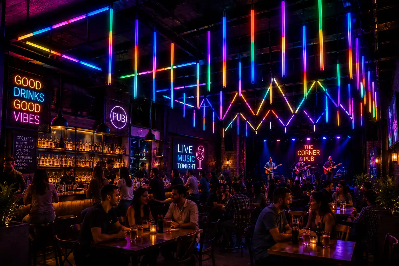 Barra LED RGB vertical para restaurantes con escenario