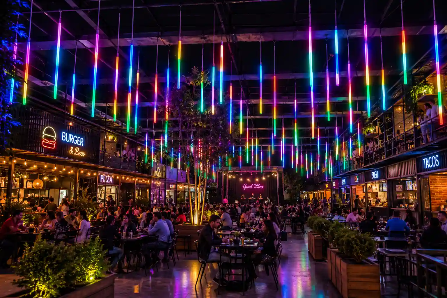 Tubo LED vertical RGB para pub y bar con música